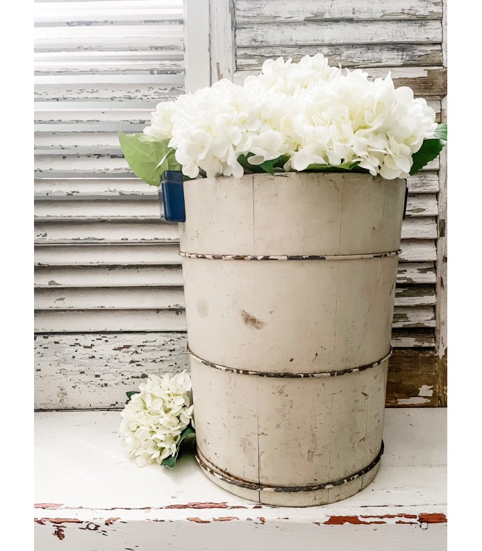 Vintage Chippy White Ice Cream Bucket - w/ Handles
